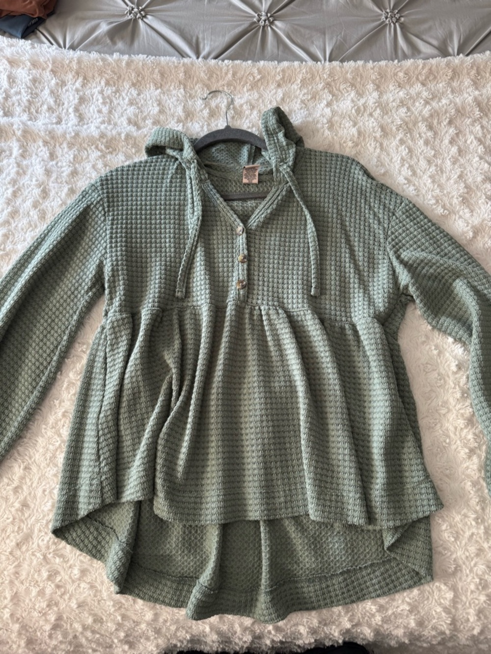 SO Sage Green Waffle Knit Hooded Henley